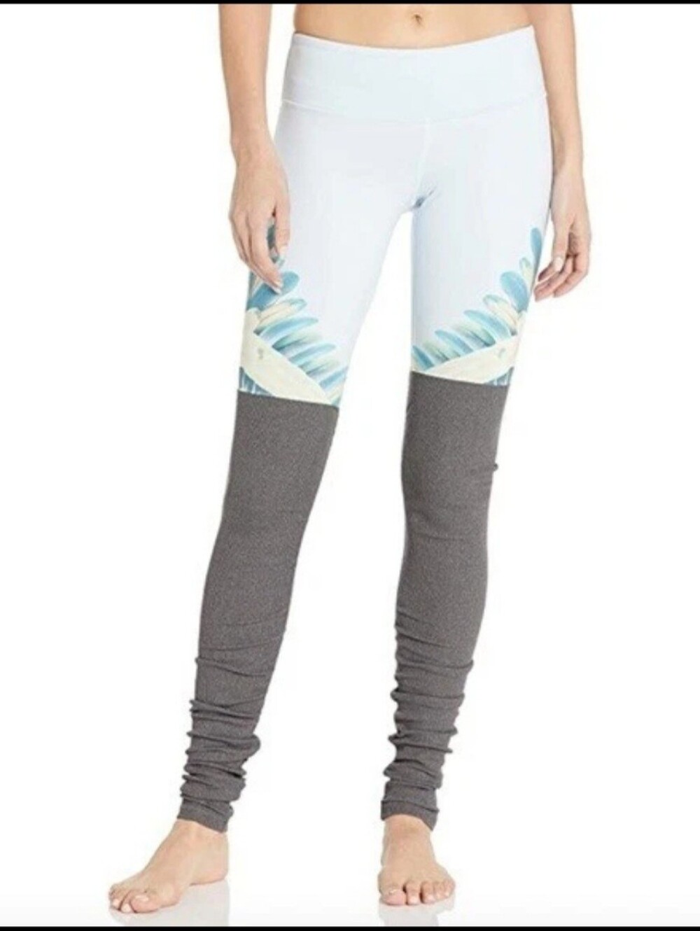Alo Yoga Small High-Waist Goddess Leggings Blue Living Floral Heather Grey